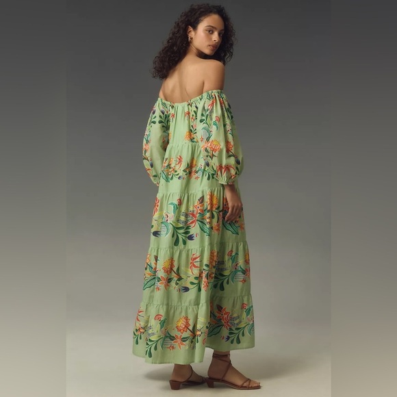 Fam Rio Off-The-Shoulder Long-Sleeve Tiered Floral Midi Dress - Picture 3 of 5